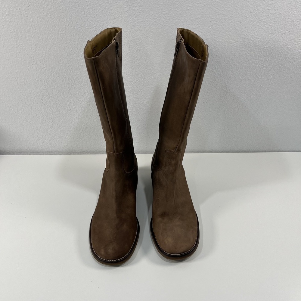 Women's Tan Brown Leather Mid Calf Size Zip Boots Size 10 M Made in‎ Brazil
